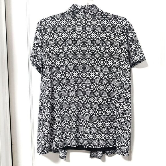 Notations Layered High Collar Drape Blouse sz PL - Picture 2 of 8